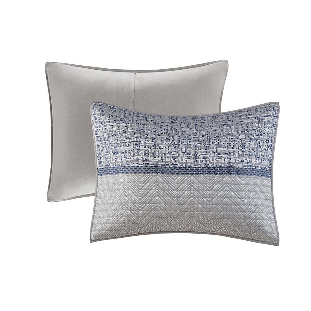 6 Piece Reversible Jacquard Quilt Set with Throw Pillows. Picture 3