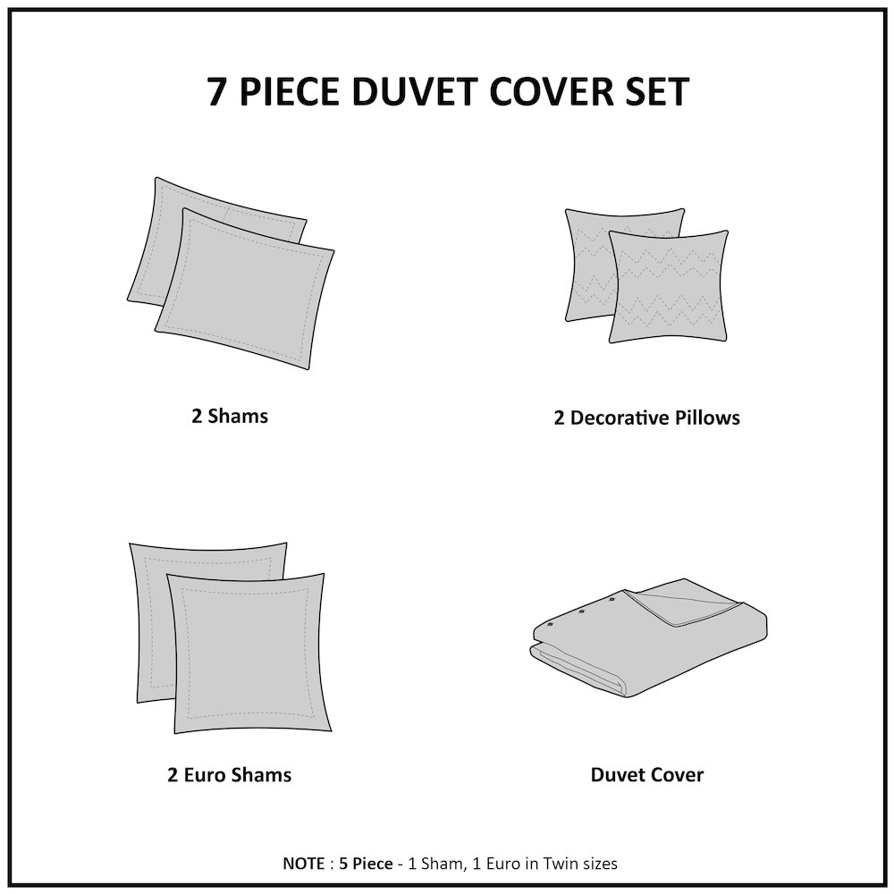 Cotton Jacquard Duvet Cover Set with Euro Shams and Throw Pillows. Picture 5