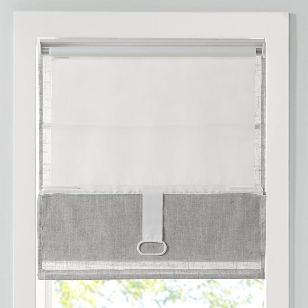 Linen Blend Light Filtering Cordless Roman Shade. Picture 1