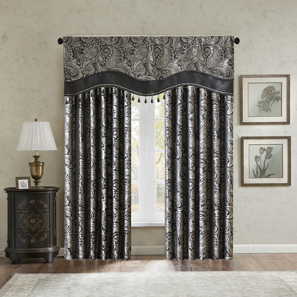 Jacquard Window Rod Pocket Valance With Beads. Picture 2