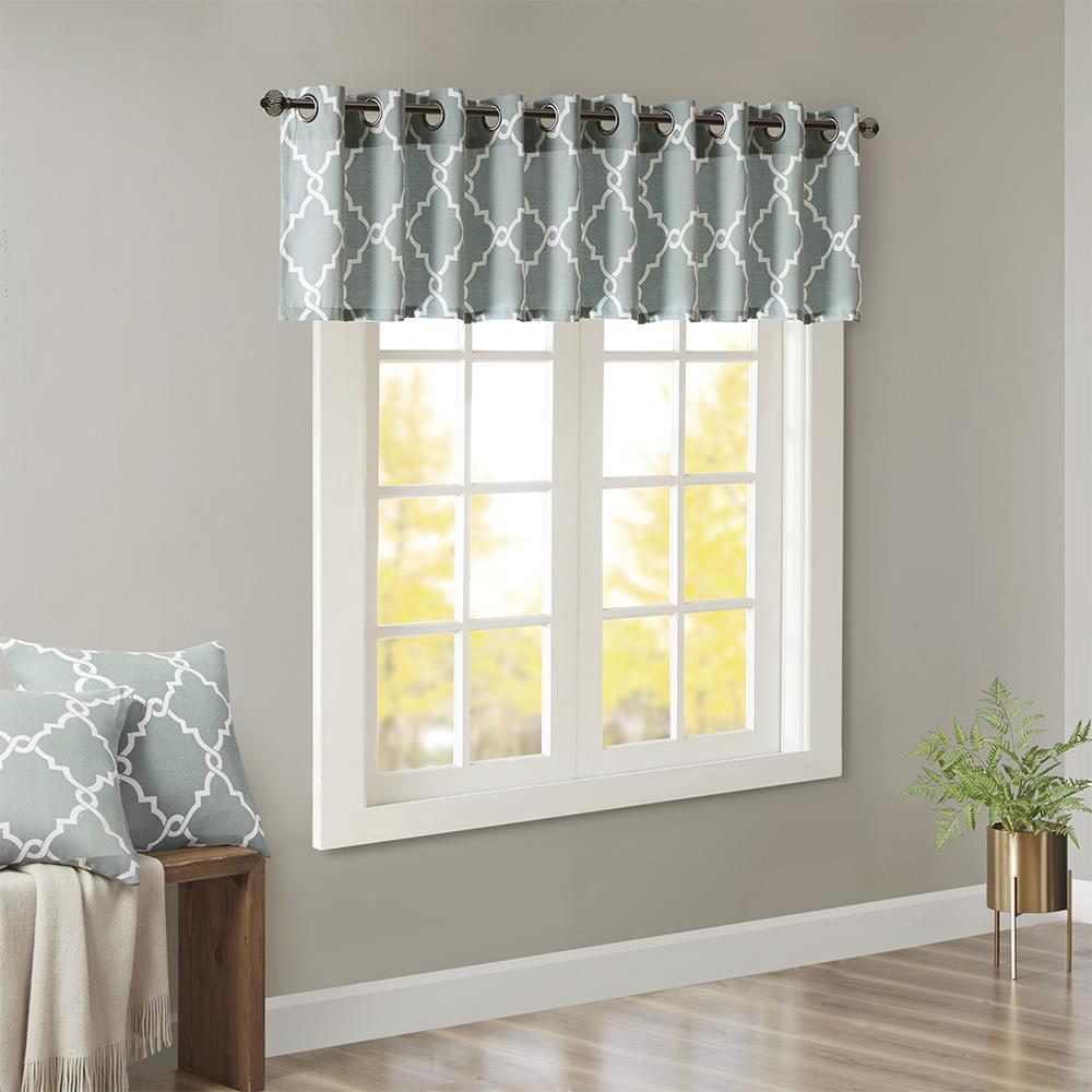 Fretwork Print Grommet Top Window Valance. Picture 1