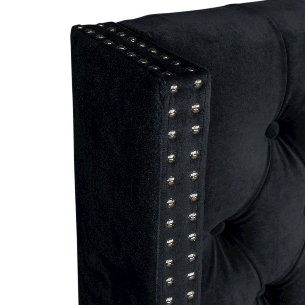 Amelia Upholstered Wingback Headboard with Button Tufting & Nailhead Trim. Picture 4