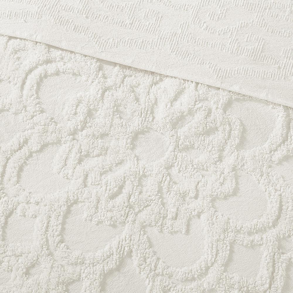 Tufted Cotton Chenille Medallion Fringe Coverlet Mini Set. Picture 1