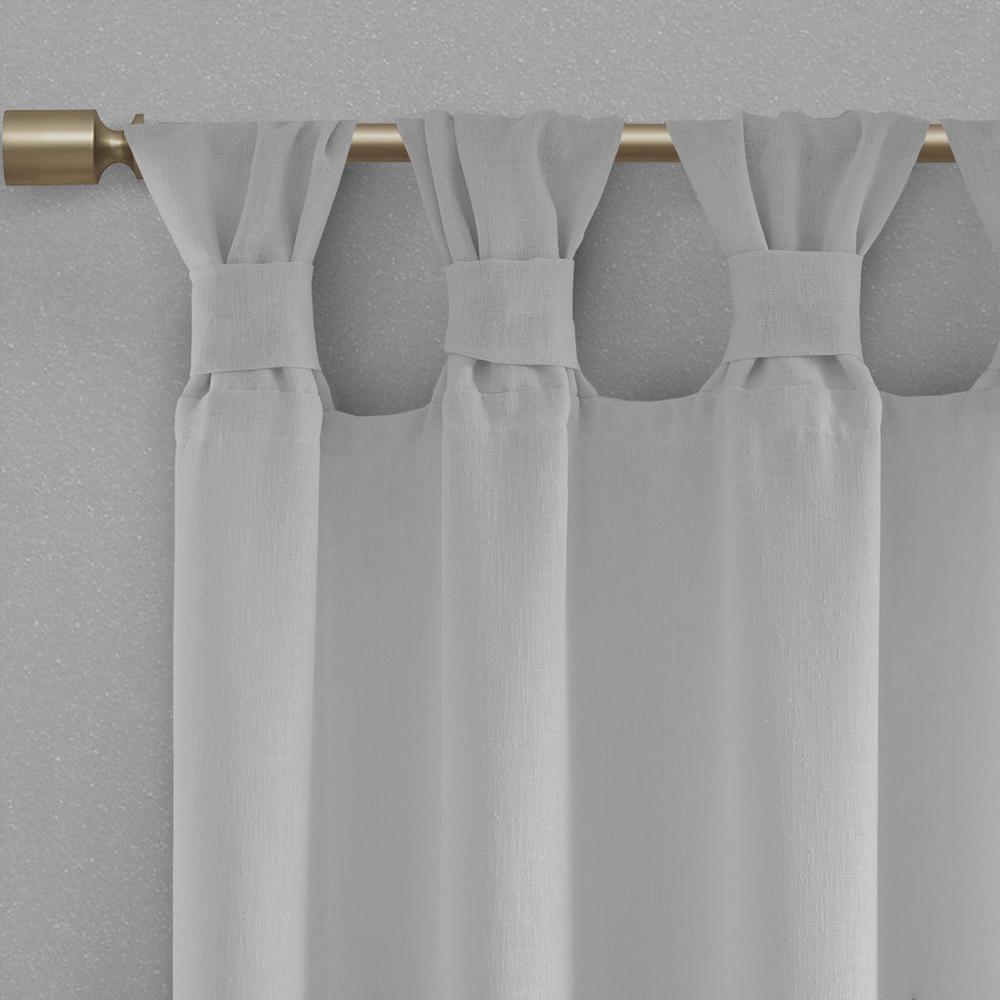 Floral Embellished Cuff Tab Top Solid Curtain Panel. Picture 1