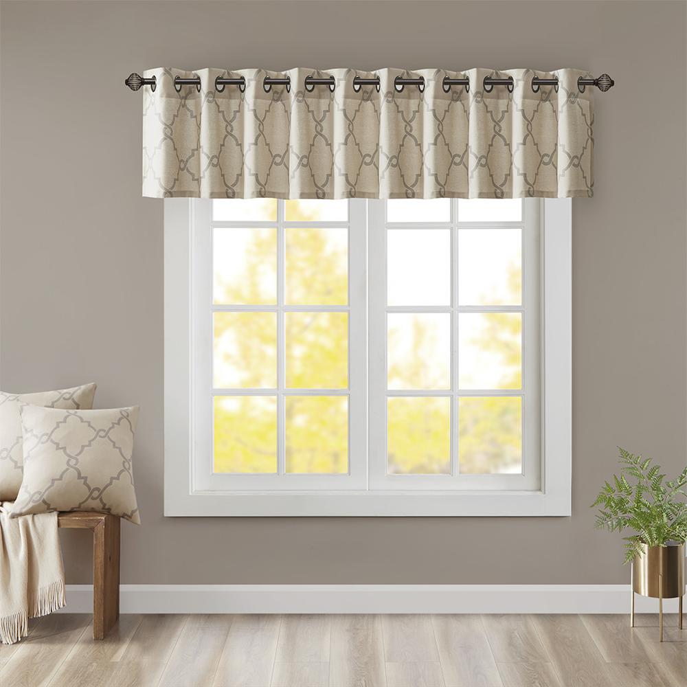 Fretwork Print Grommet Top Window Valance. Picture 4