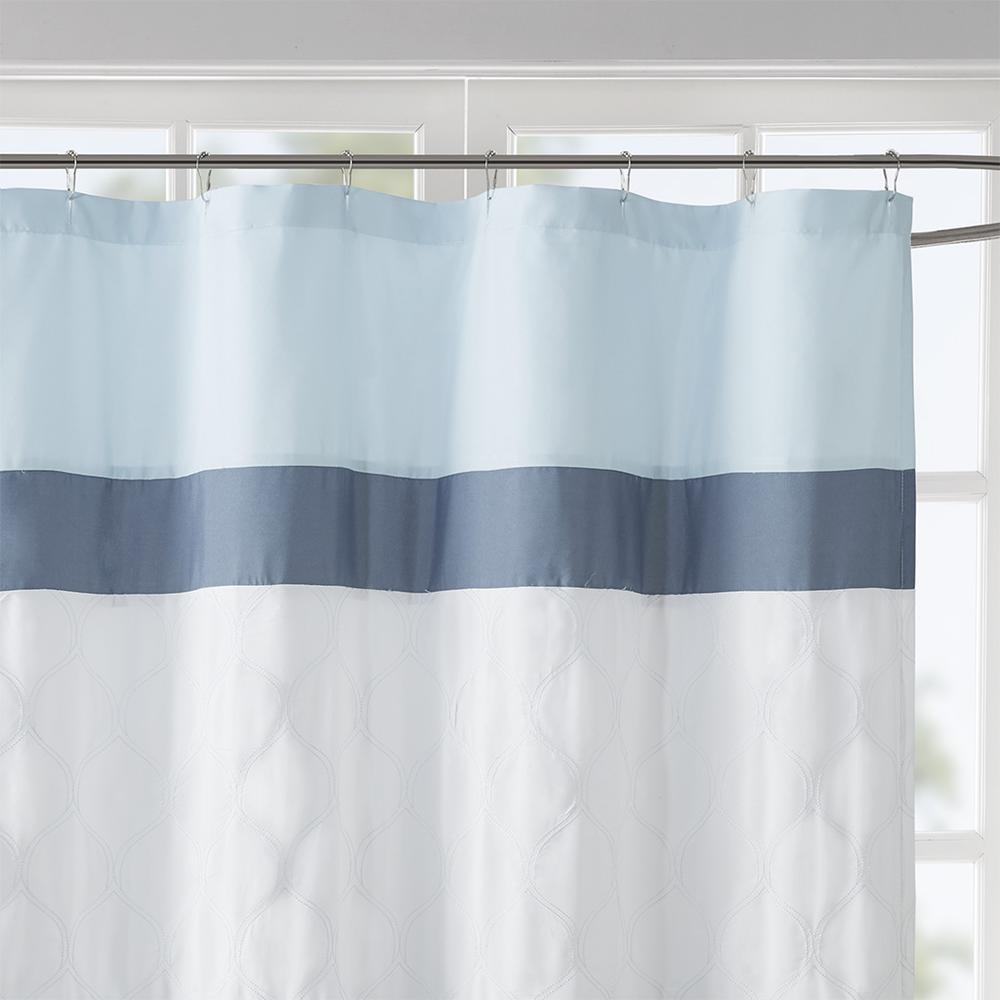Printed and Embroidered Shower Curtain. Picture 1