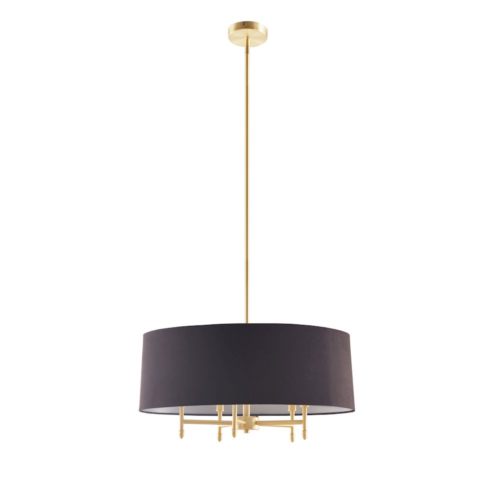 5-Light Black Drum Shade Chandelier. Picture 5