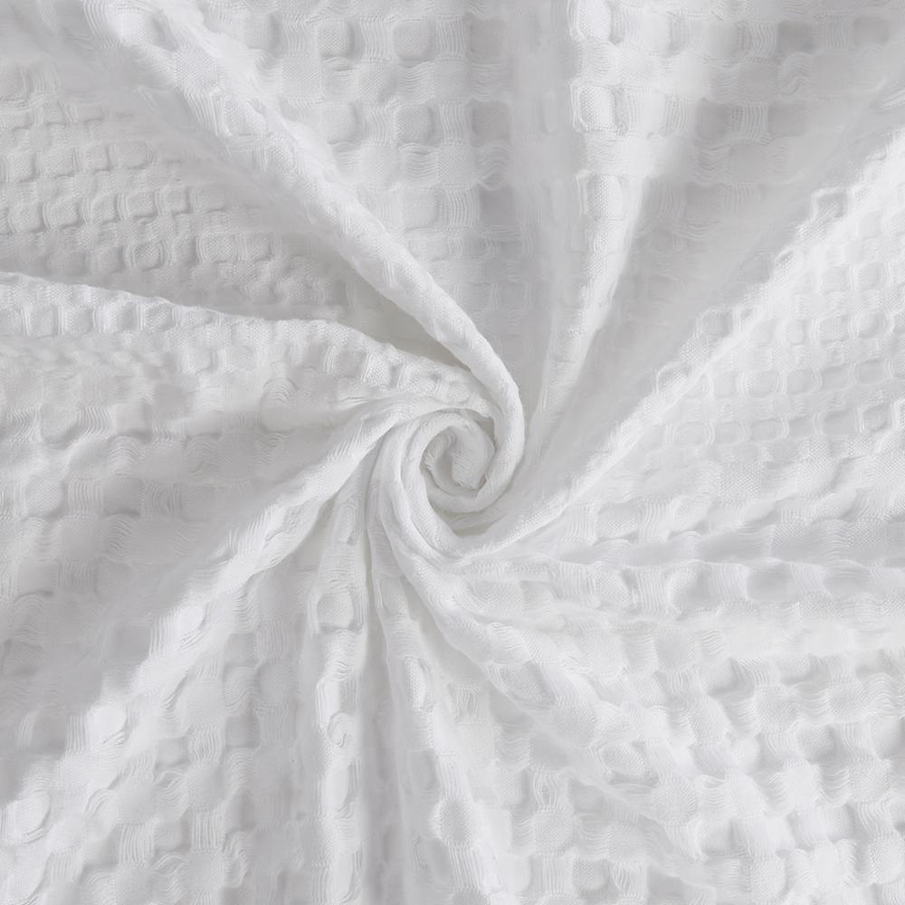 Super Waffle Textured Solid Shower Curtain. Picture 1