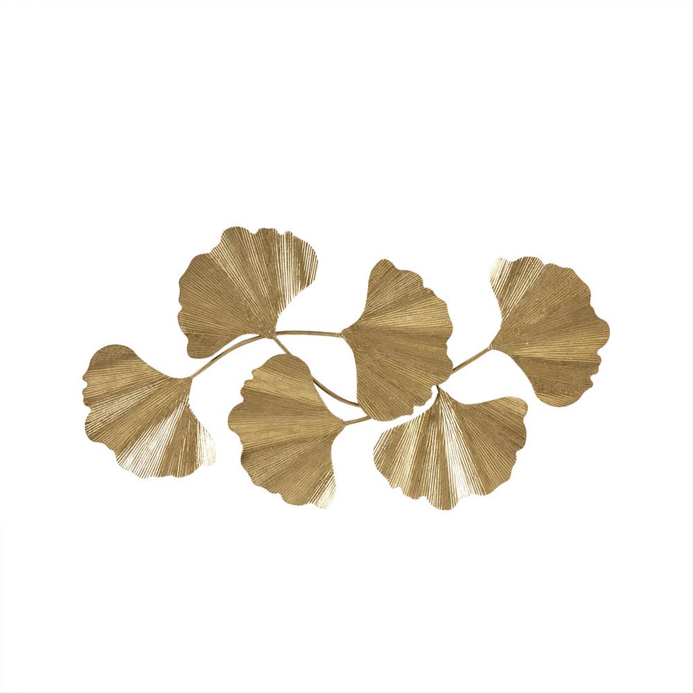 Gold Foil Metal Ginkgo Leaf Wall Decor. Picture 1