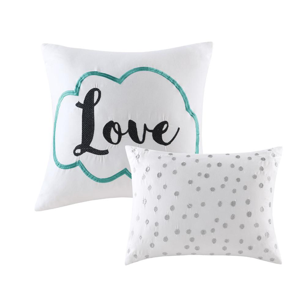 Raina Metallic Printed Comforter Set, Aqua/Silver color. Picture 3