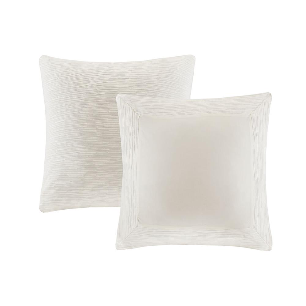 Hanae Cotton Blend Yarn Dyed Euro Sham, White color. Picture 1