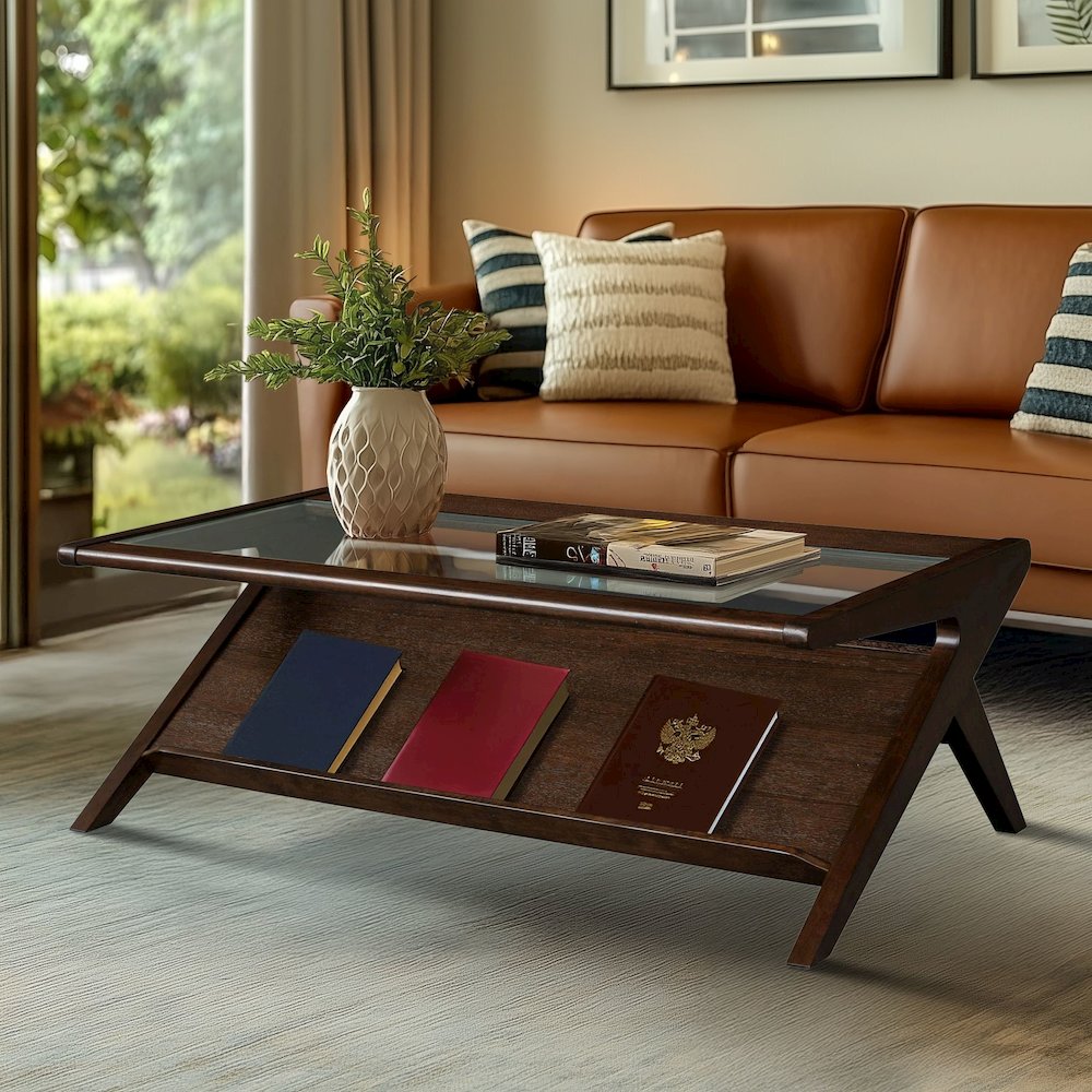 Rocket wood & tempered glass coffee table. Picture 1