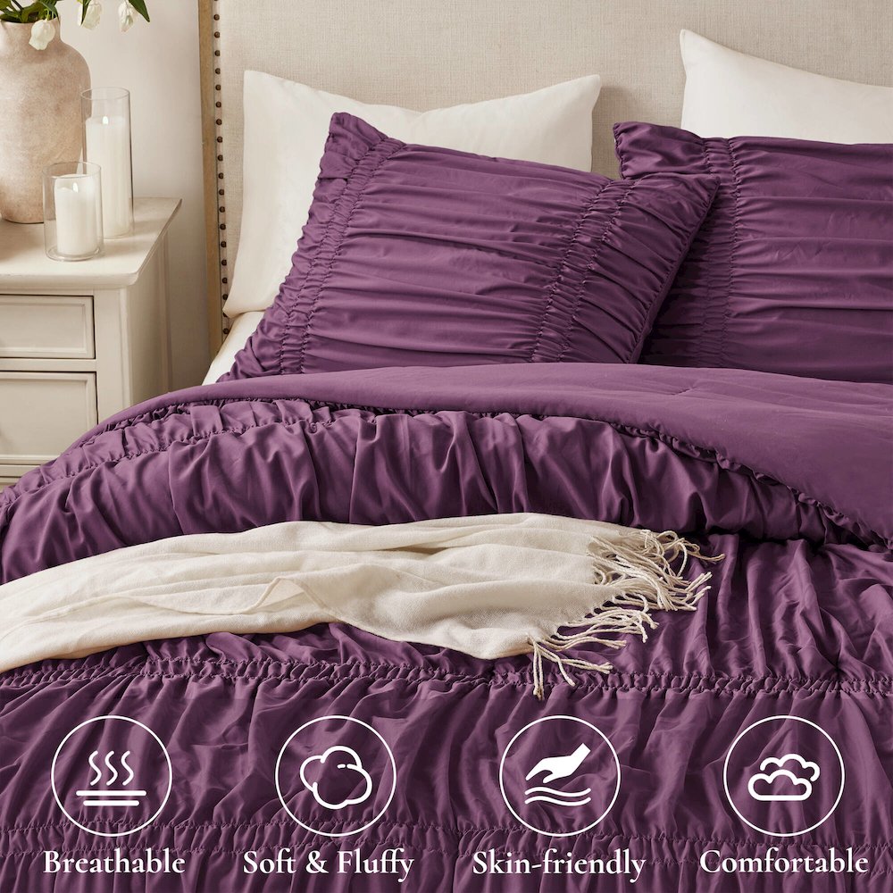 Mia Comforter Set, Purple color. Picture 3