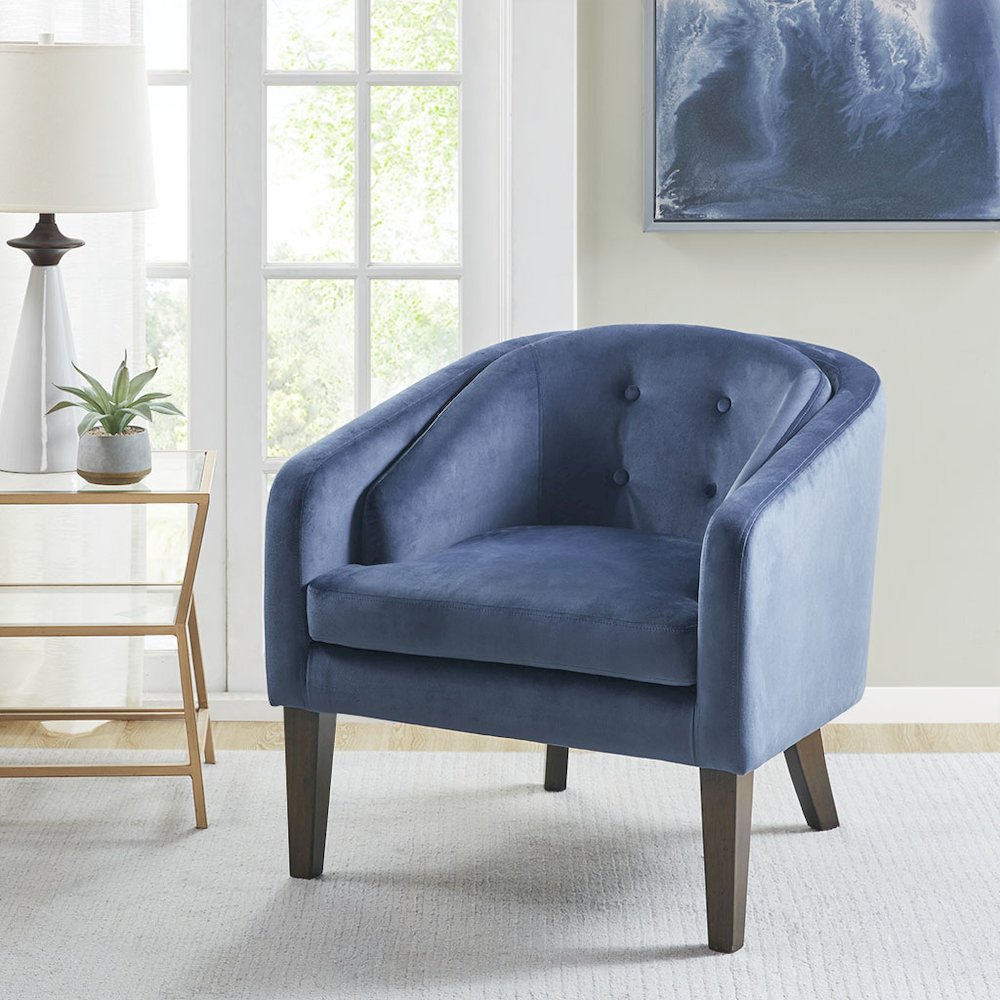 Upholstered Tufted Mid-Century Accent Chair. Picture 4
