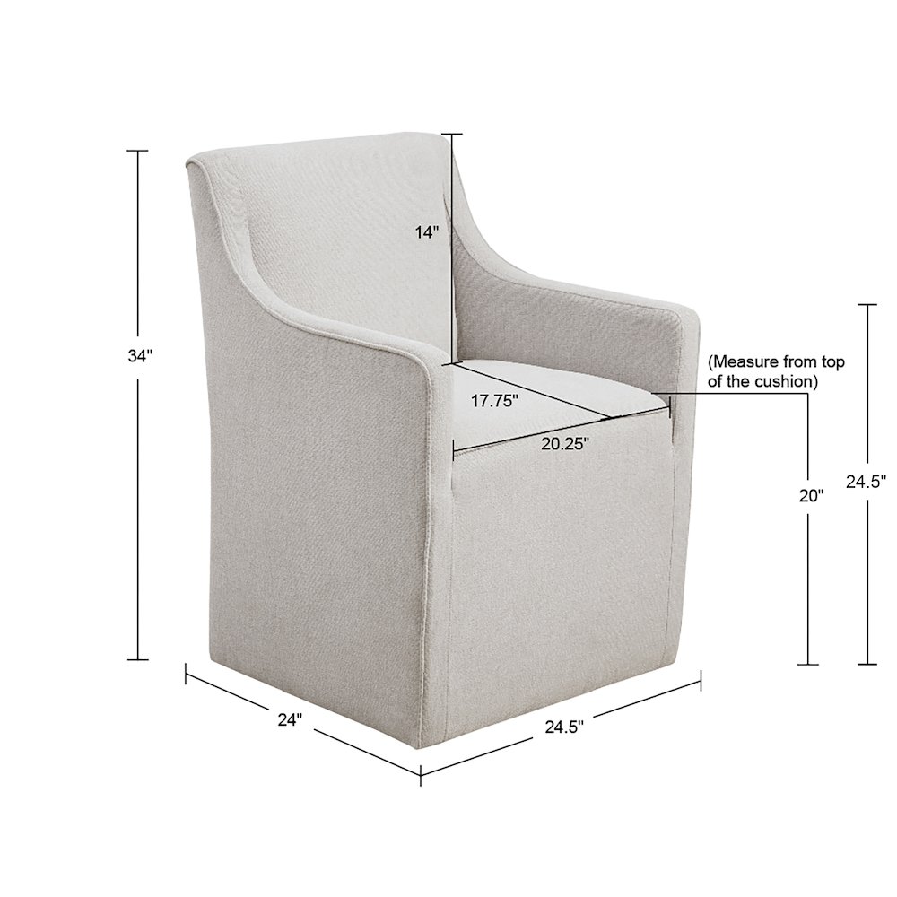 Skirted Dining Arm Chair with Casters. Picture 5