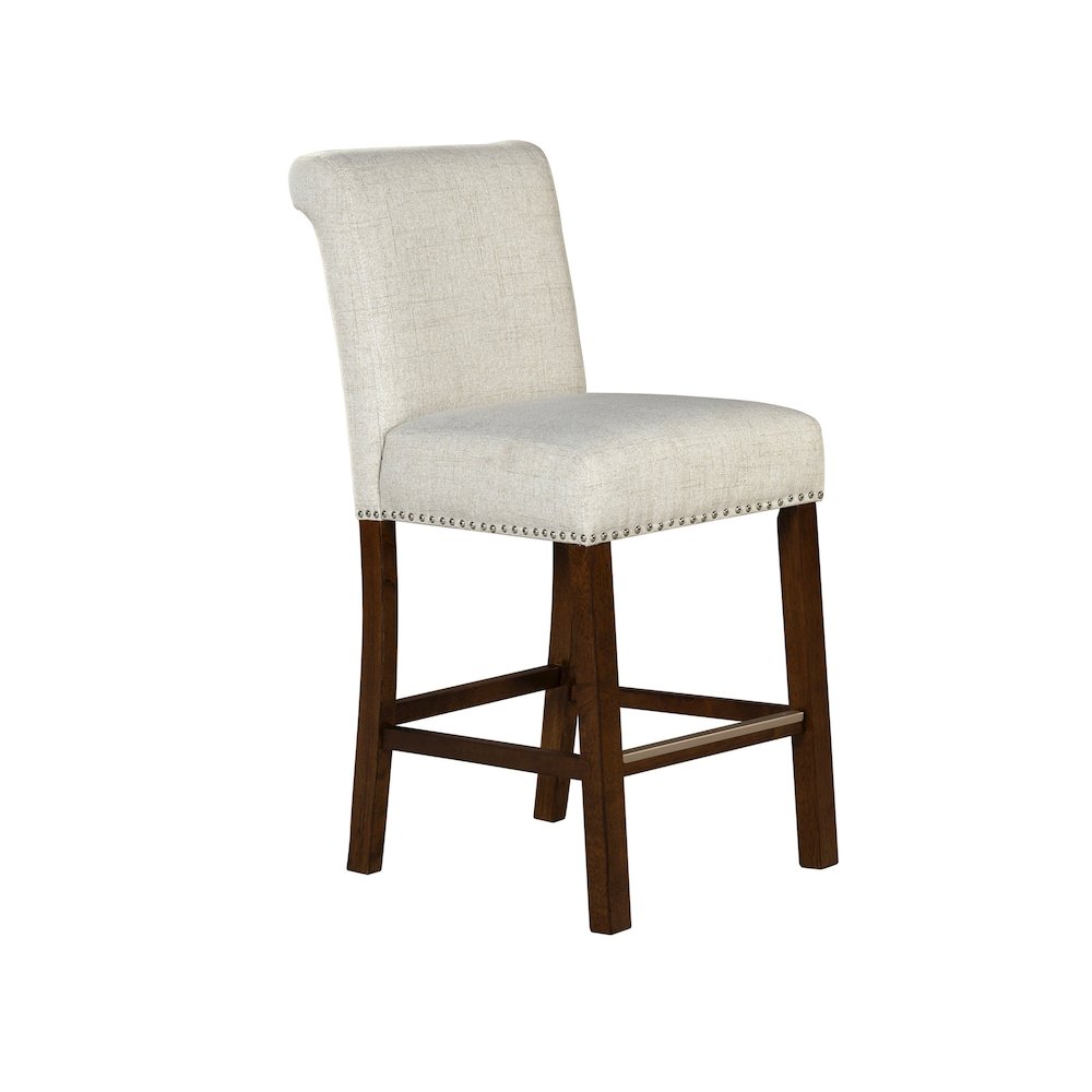 Upholstered Counter Stool with Nailhead Trim Set of 2. Picture 1