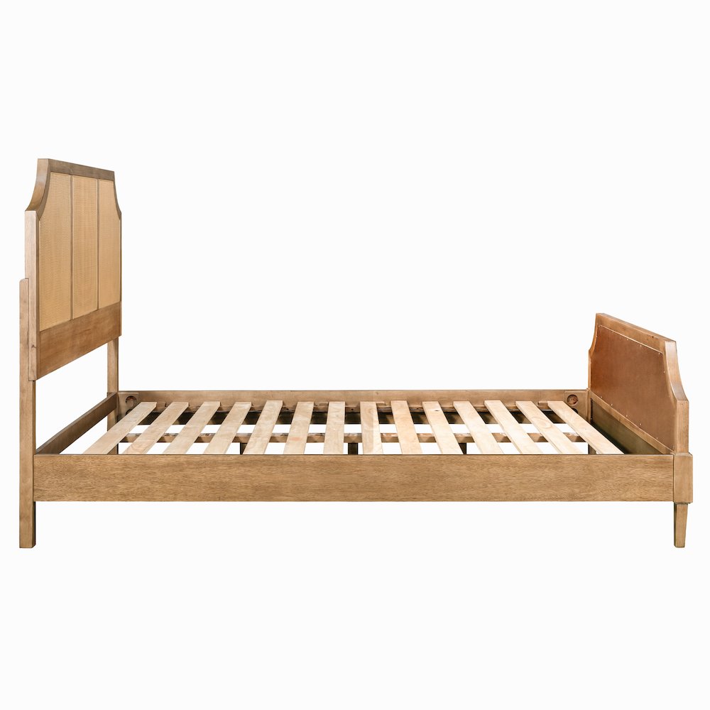Woven Cane Queen Platform Bed. Picture 1