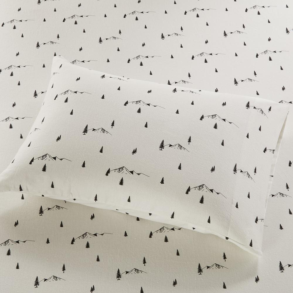 Cotton Flannel Sheet Set, Black Pine Trees color. Picture 1