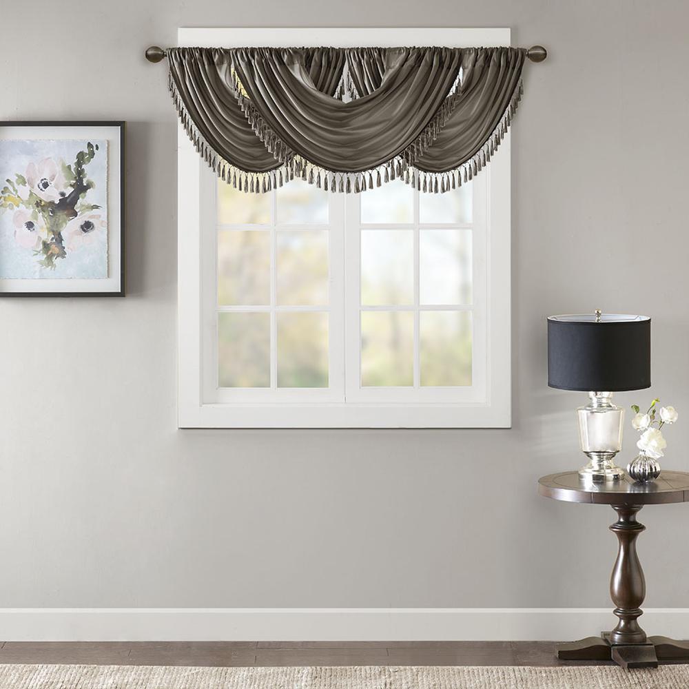 Faux Silk Waterfall Embellished Valance. Picture 4