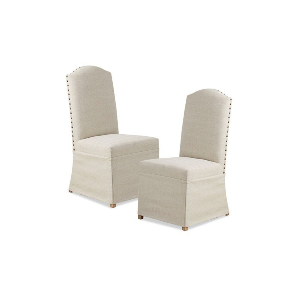 Set of 2 High Back Dining Chairs with Skirts. Picture 1