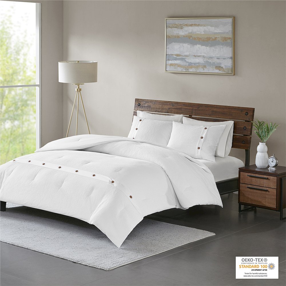 3 Piece Cotton Waffle Weave Comforter set. Picture 4