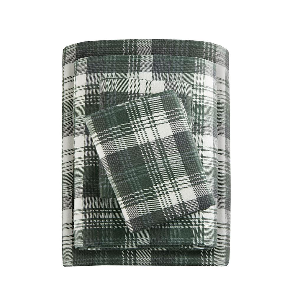Flannel Sheet Set, Green Plaid color. Picture 2