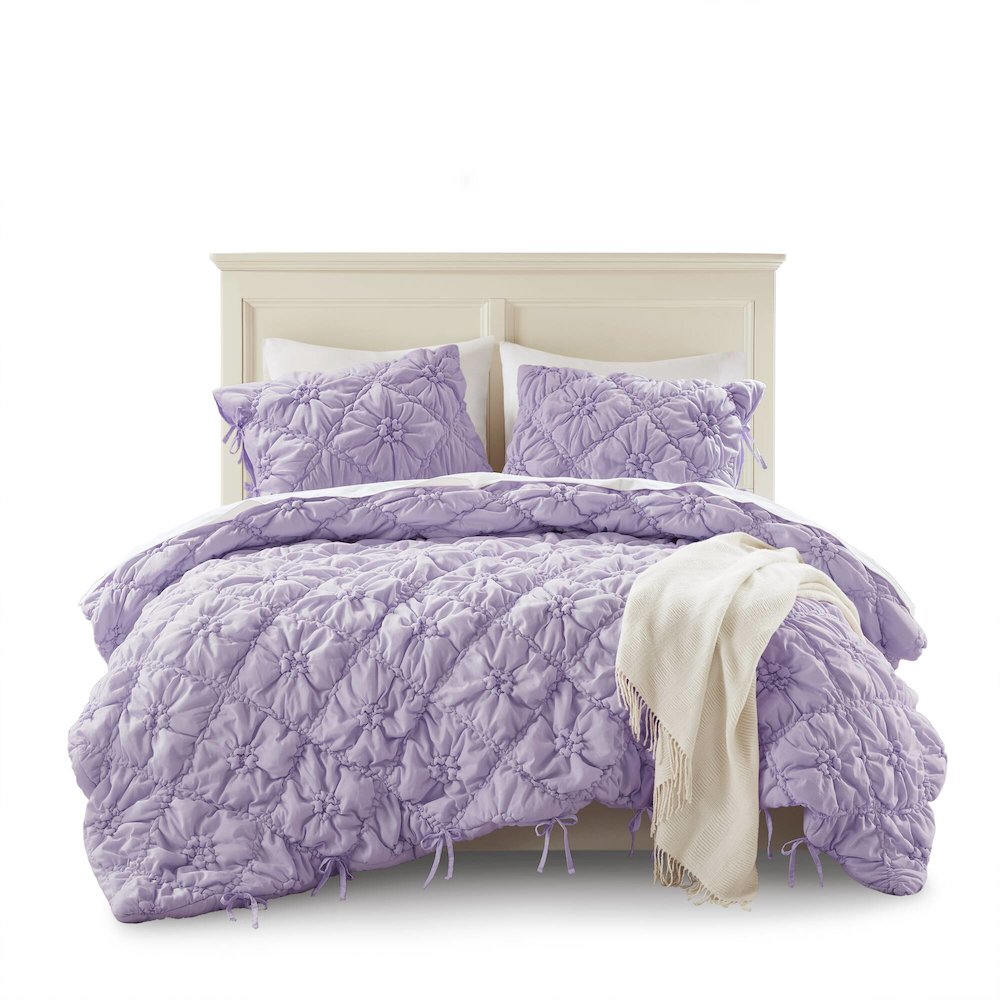 Lily 3PCS Comforter Set, Purple color. Picture 1