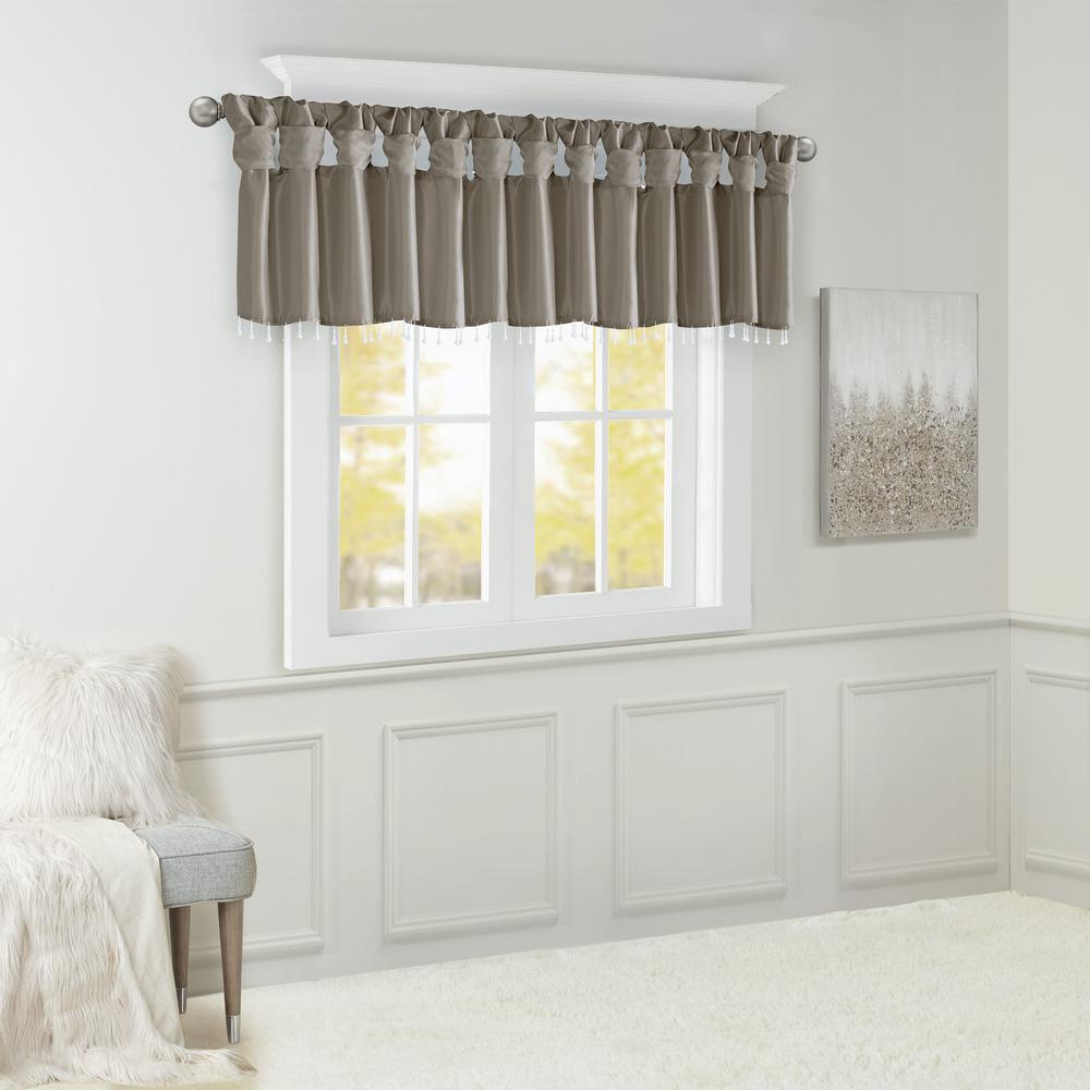 Lightweight Faux Silk Valance With Beads. Picture 1