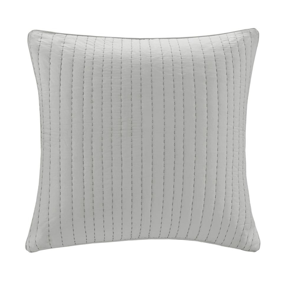 Camila Cotton Quilted Euro Sham, Grey color. Picture 3