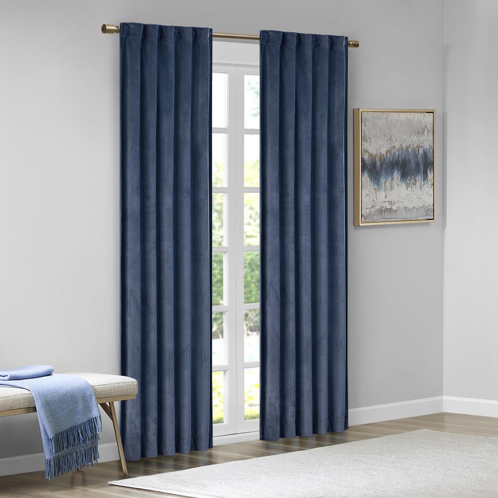 Metallic Printed Poly Velvet Rod Pocket/Back Tab Window Panel Pair. Picture 2