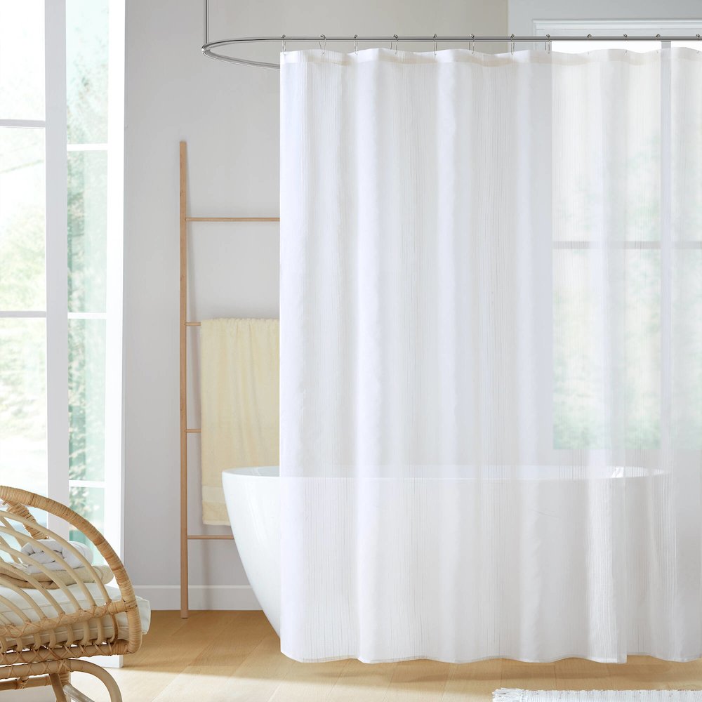 Anna Sheer Shower Curtain, White color. Picture 2