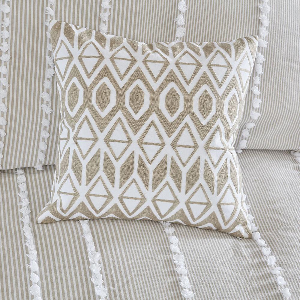 Embroidered Cotton Square Decorative Pillow. Picture 1