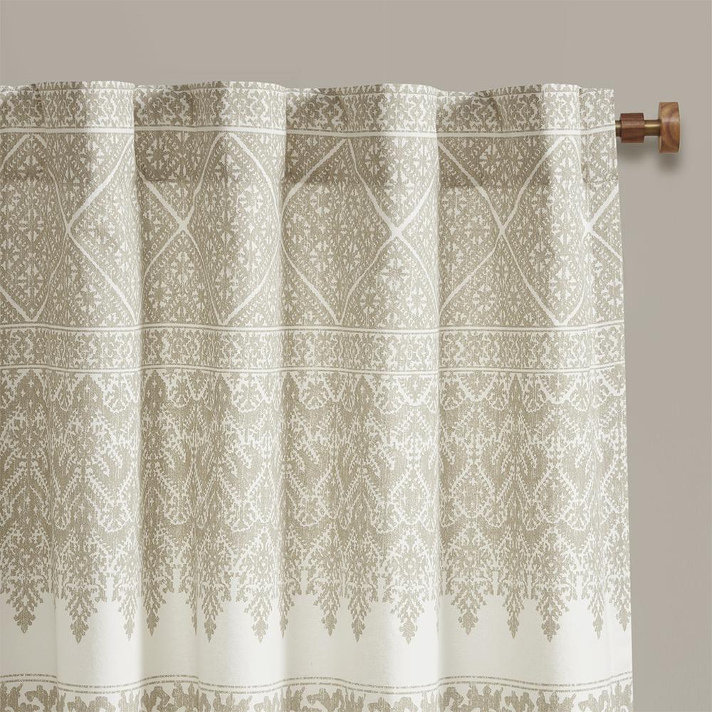 Cotton Printed Curtain Panel with Chenille detail and Lining. Picture 4