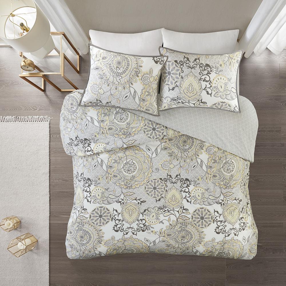 3 Piece Cotton Floral Printed Reversible Duvet Cover Set. Picture 4