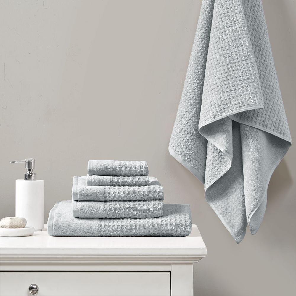 Cotton Waffle Jacquard Antimicrobial Bath Towel 6 Piece Set. Picture 4
