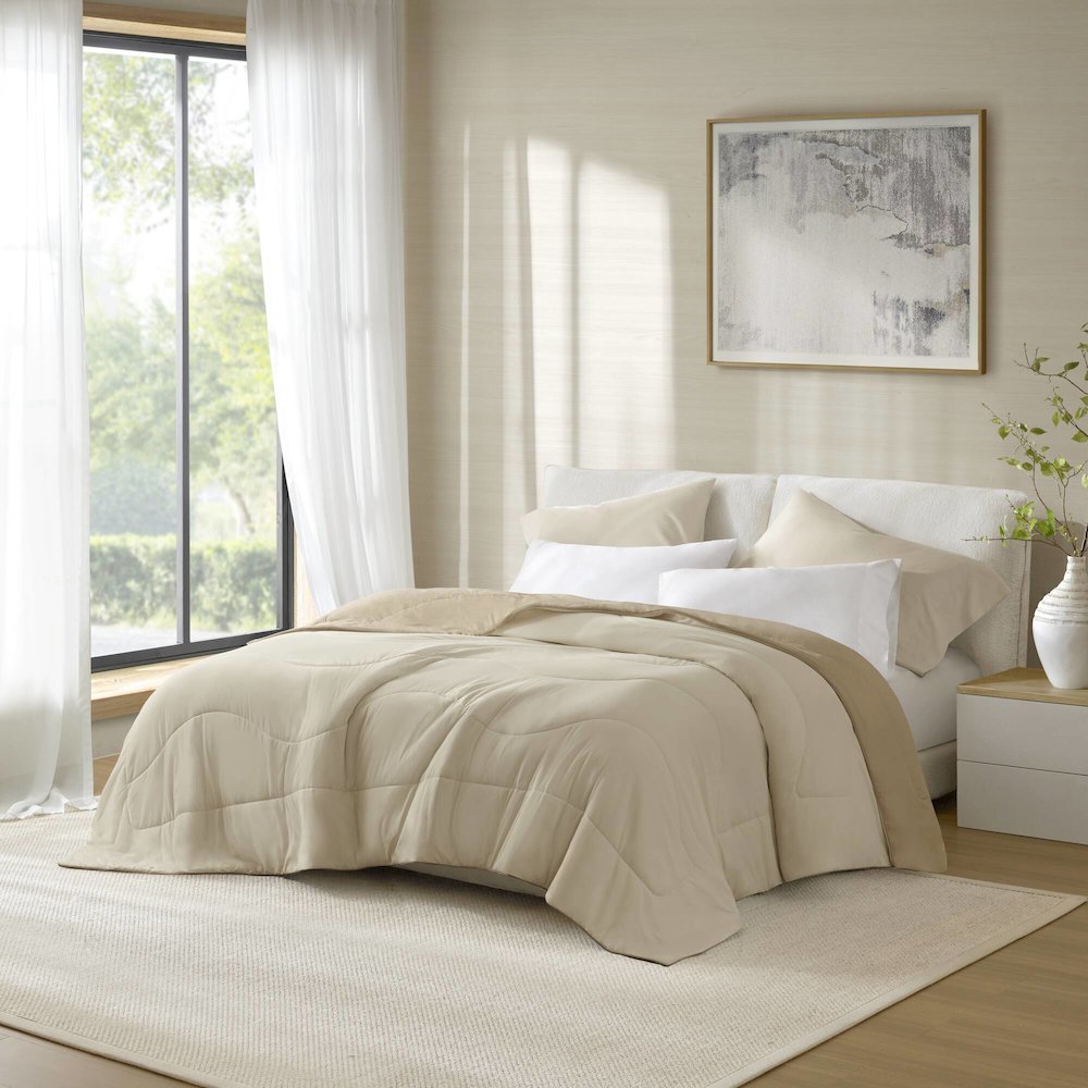 Reversible Tencel Comforter Blanket, Linen color. Picture 4