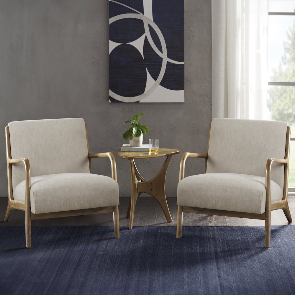 Novak Lounge Chair Set of 2 in Cream. Picture 2