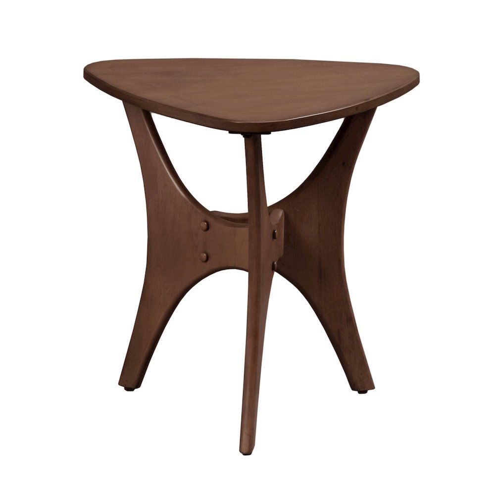 Solid Wood Mid Century Modern Side Table, Triangle Side Table for Small Spaces. Picture 1