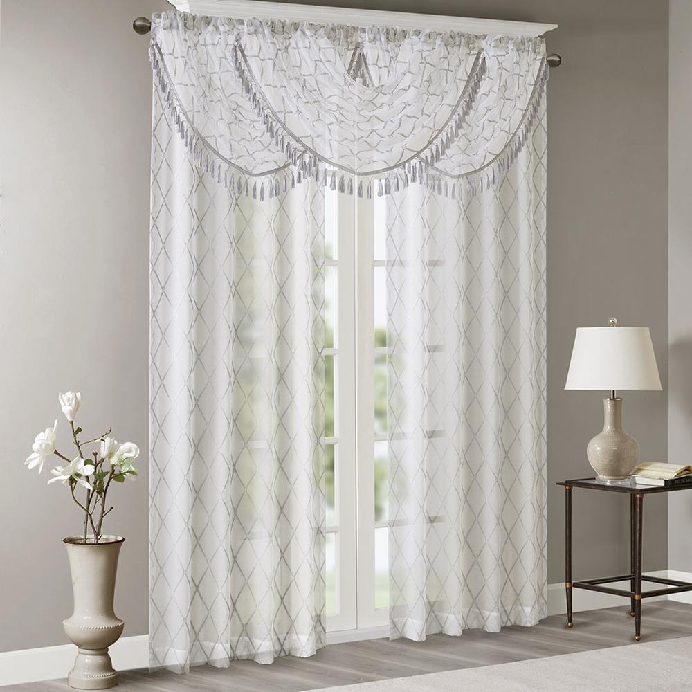 Diamond Sheer Embroidered Waterfall Valance. Picture 1
