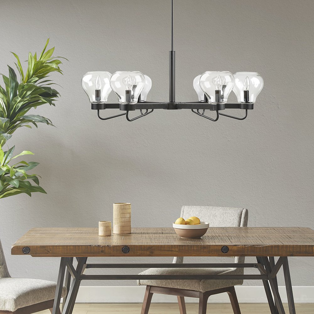 6-Light Chandelier with Bowl Shaped Glass Shades. Picture 4