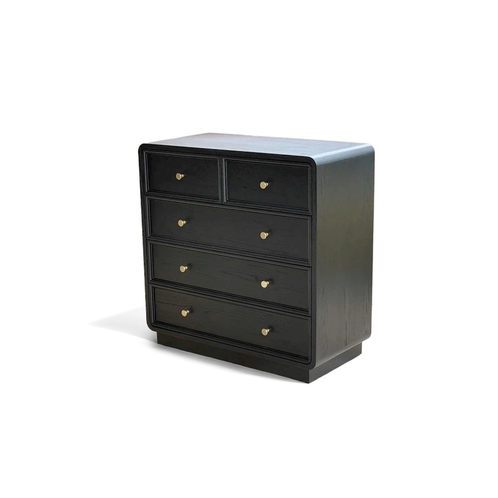 Deco 5 Drawer Dresser, Black Satin color. Picture 1