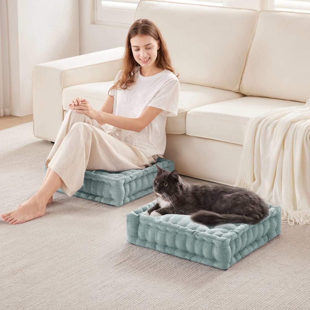 Azza Poly Chenille Square Floor Pillow Cushion Compress Pack. Picture 2