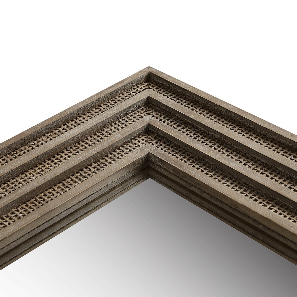 Honey Rectangular Wood and Rattan Wall Mirror. Picture 3