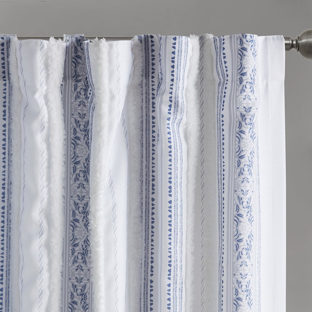 Poly Printed Curtain Panel with Tufted Stripe and Lining. Picture 2