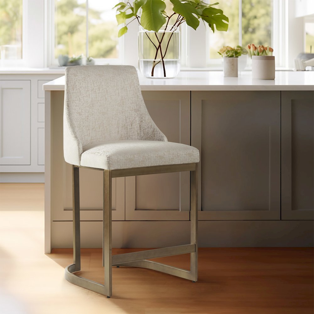 26"H Upholstered Counter Stool with Metal Base. Picture 4