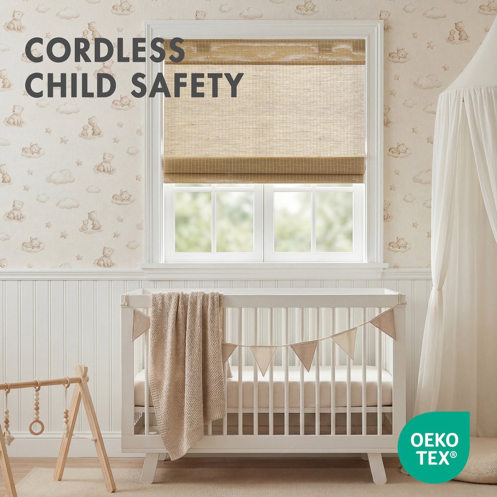 Nordic Woven Light Filtering Cordless Roman Shade. Picture 3
