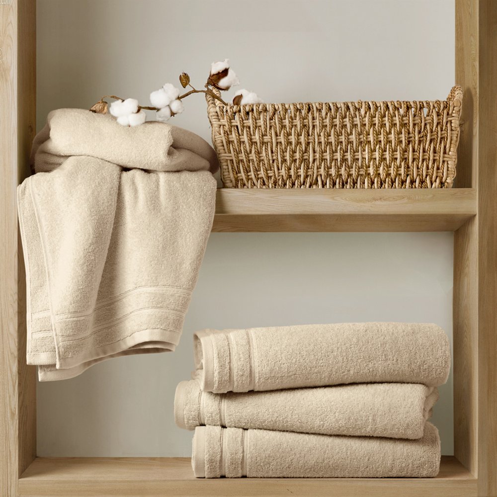Quick Dry 100% Cotton Towel Set, Beige color. Picture 1
