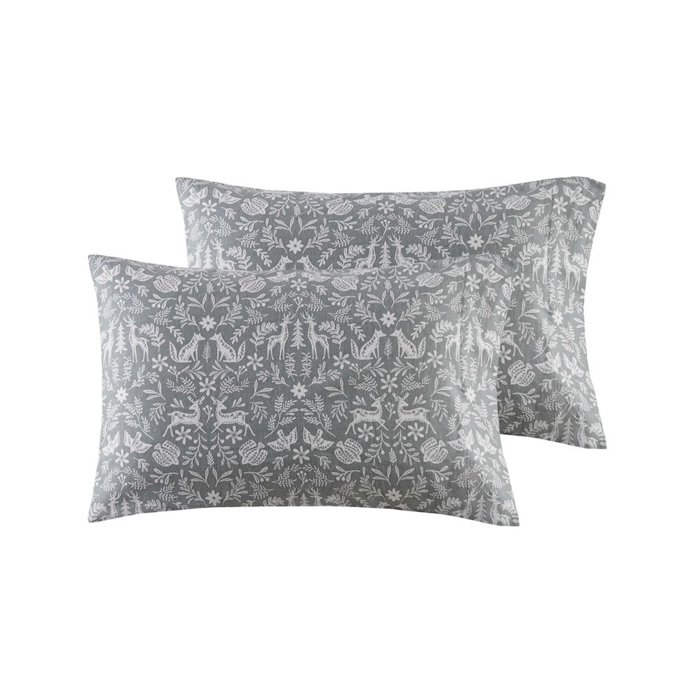 Oversized Cotton Flannel 4 Piece Sheet Set in Sage Winter Fauna. Picture 1