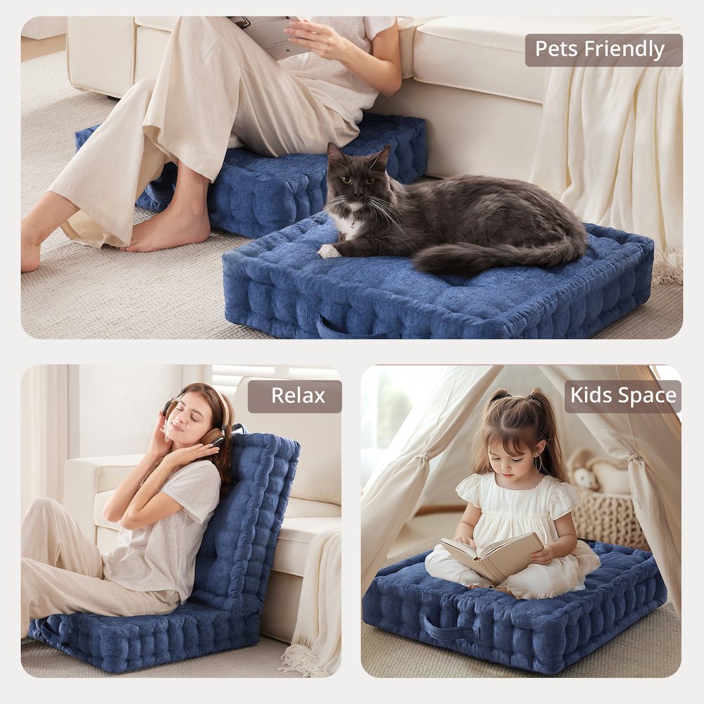 Poly Chenille Square Floor Pillow Cushion. Picture 5