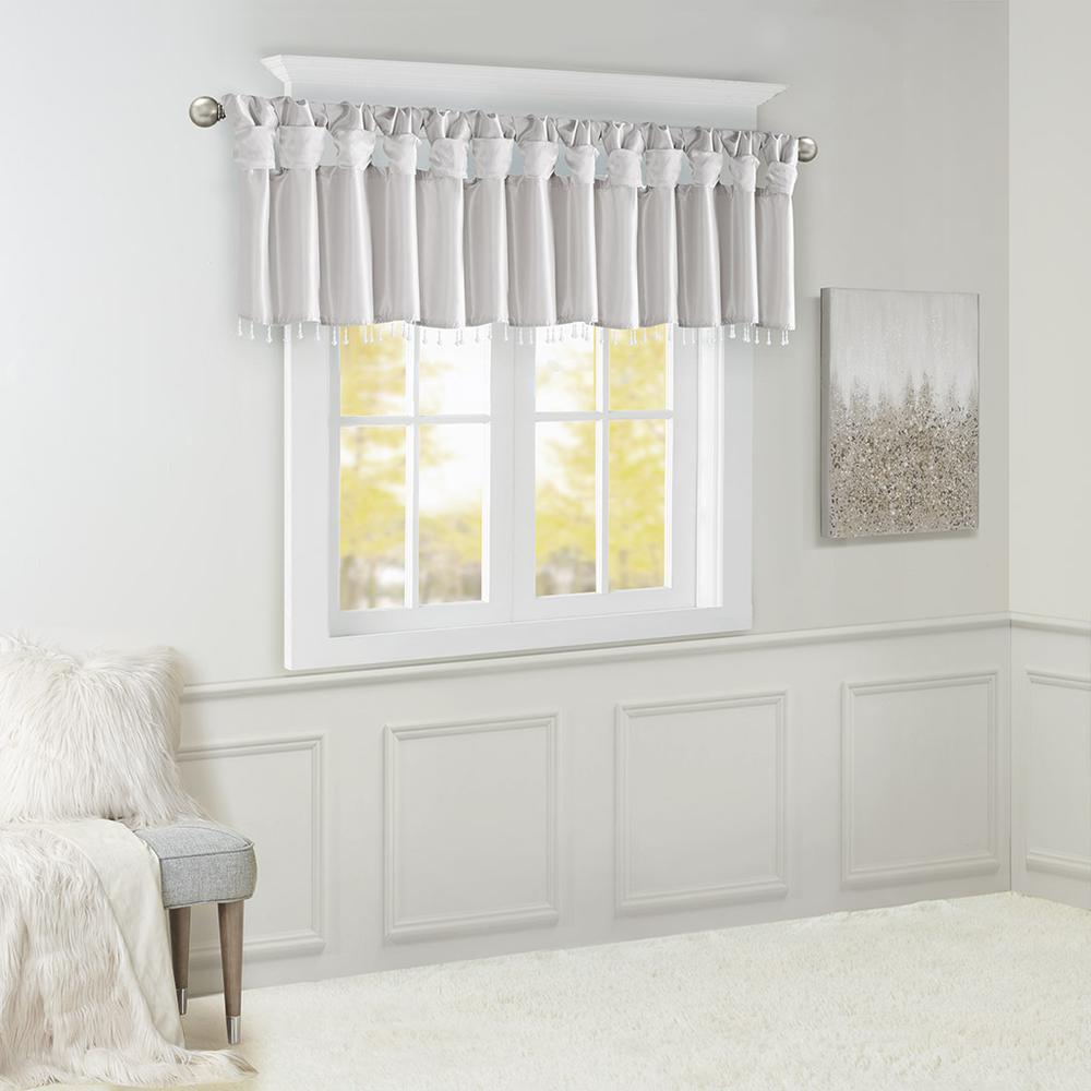 Lightweight Faux Silk Valance With Beads. Picture 2